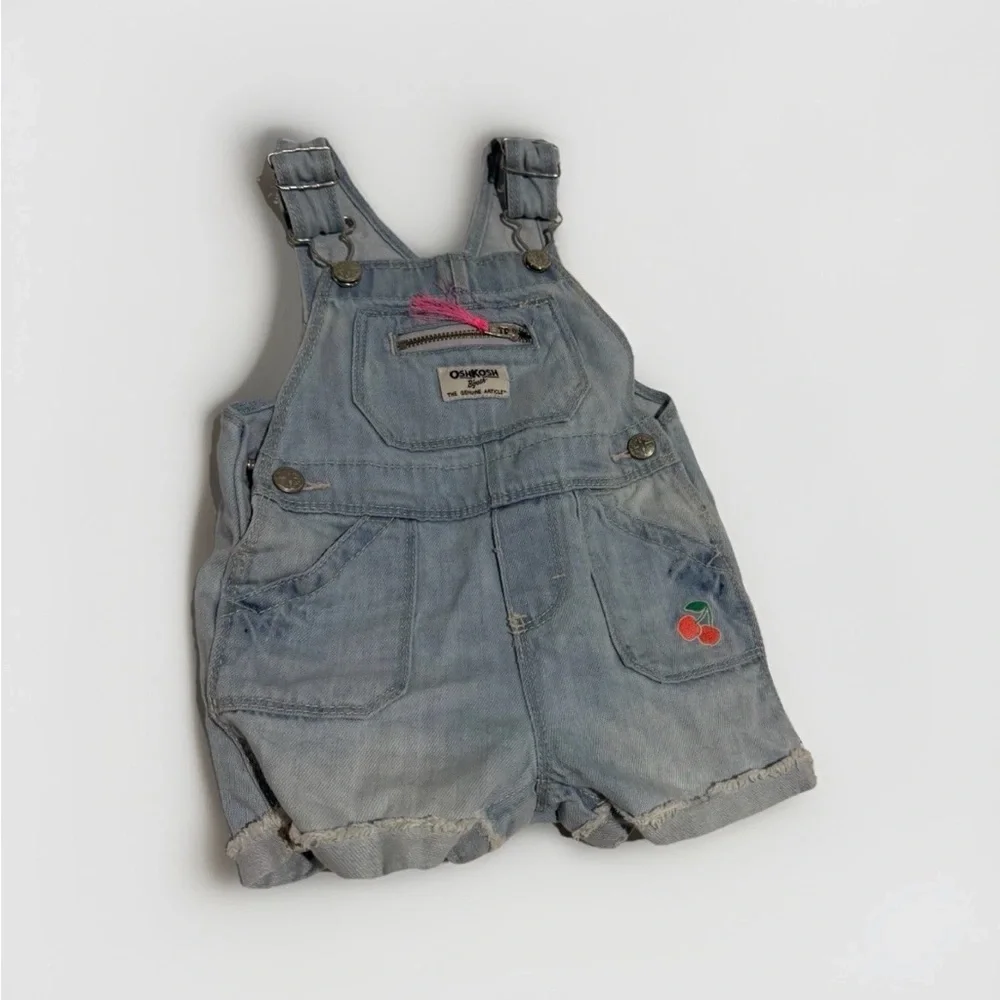 Vintage Y2K OshKosh Bgosh Denim Overall Romper Baby Infant 9-12 Months Blue
